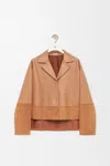 Loewe Leather Suede Shirt Jacket Long Sleeves In Brown