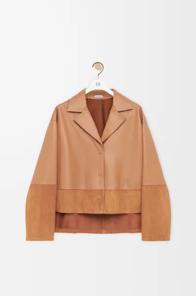 Loewe Leather Suede Shirt Jacket Long Sleeves In Brown