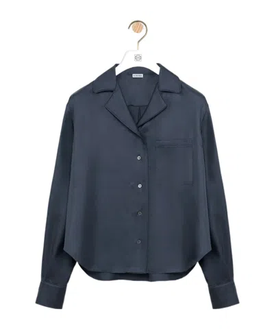 Loewe Pyjama Blouse In Silk In Dark Gray