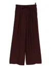 Loewe Embroidered Logo Silk Palazzo Pants In Burgundy