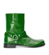 Loewe Campo Python Harness Biker Booties In Green