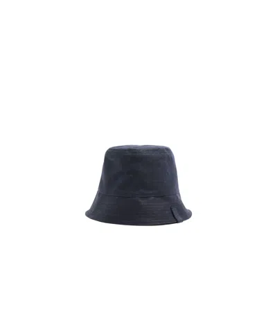 Loewe Reversible Waxed Canvas Bucket Hat With Tartan Pattern In Navy
