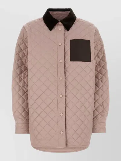 Loewe Quilted Jacket Long Sleeves Contrast Collar In Multi