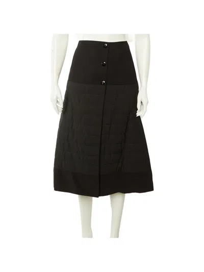 Pre-owned Loewe Quilted Midi Skirt In Black
