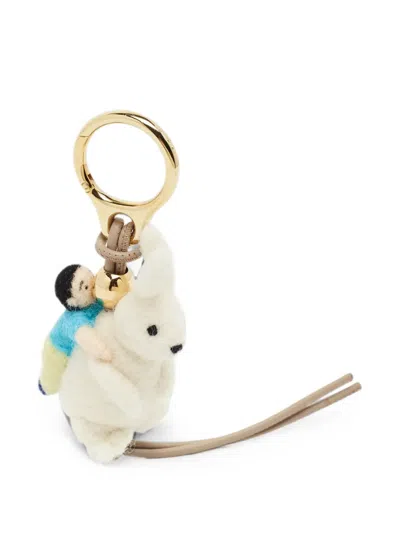 Pre-owned Loewe Rabbit Bag Charm In White