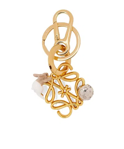Loewe Rabbit Enamel Crossword Pendant In Nude