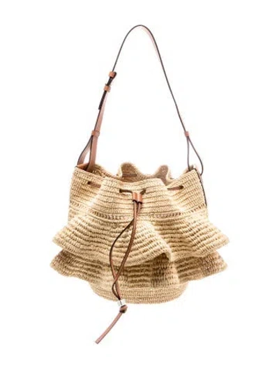 Pre-owned Loewe Raffia Balloon In Neutral