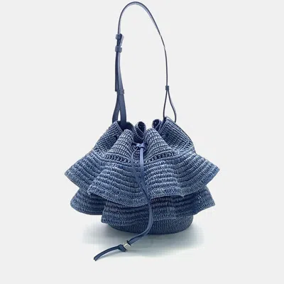 Pre-owned Loewe Raffia Balloon Ruffle Bag In Blue