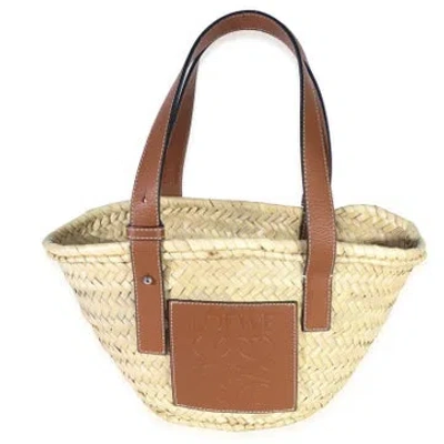 Pre-owned Loewe Raffia Basket Bag Small In Neutrals