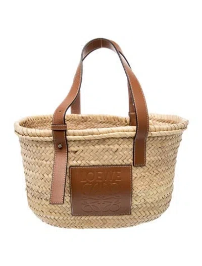 Pre-owned Loewe Raffia Basket Medium In Brown