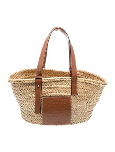 Pre-owned Loewe Raffia Basket In Neutral