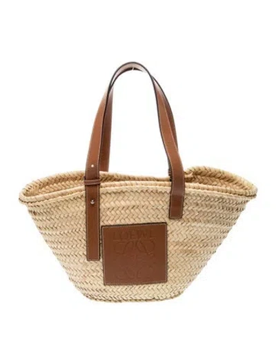 Pre-owned Loewe Raffia Basket In Neutral