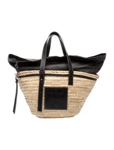Pre-owned Loewe Raffia Basket In Neutral