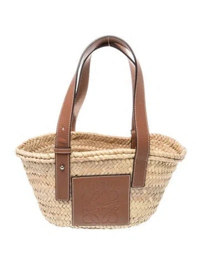 Pre-owned Loewe Raffia Basket Small In Neutral
