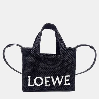 Pre-owned Loewe Raffia Black Font Tote Bag Small