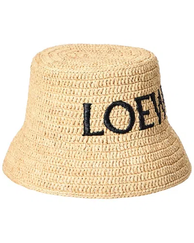 Loewe Raffia Bucket Hat In Beige