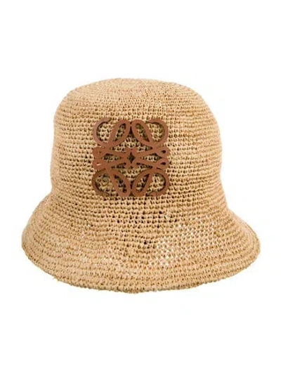 Pre-owned Loewe Raffia Bucket Hat In Brown
