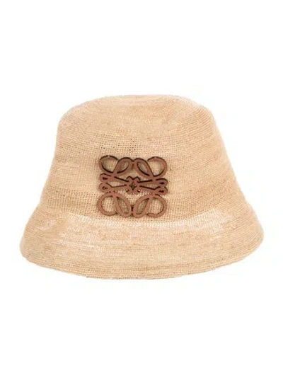 Pre-owned Loewe Raffia Bucket Hat In Brown
