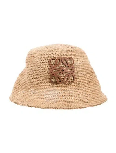 Pre-owned Loewe Raffia Bucket Hat In Neutrals