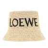 Loewe Logo-embroidered Raffia Bucket Hat In Neutral
