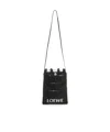 Loewe Drawstring Pocket Crossbody Bag In Raffia In Black