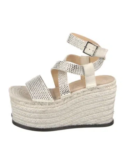 Pre-owned Loewe Raffia Espadrilles In White