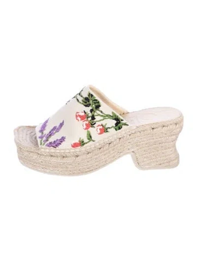 Pre-owned Loewe Raffia Floral Print Espadrilles In Neutral