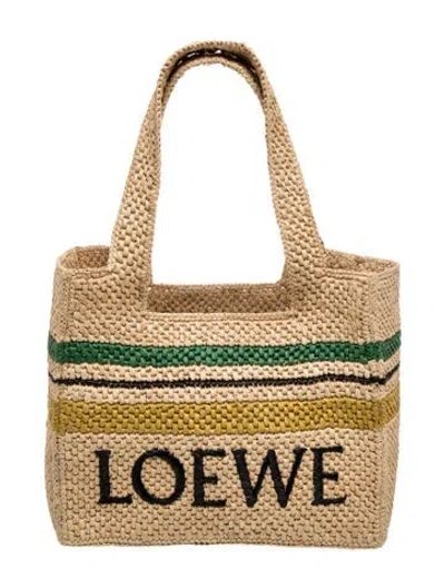 Pre-owned Loewe Raffia Font In Neutral