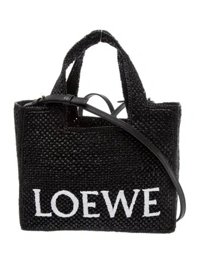 Pre-owned Loewe Raffia Font Tote 2023 In Black