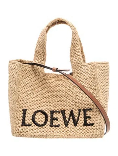 Pre-owned Loewe Raffia Lowew Raffia Mini Tote Bag Small 2023 In Neutral