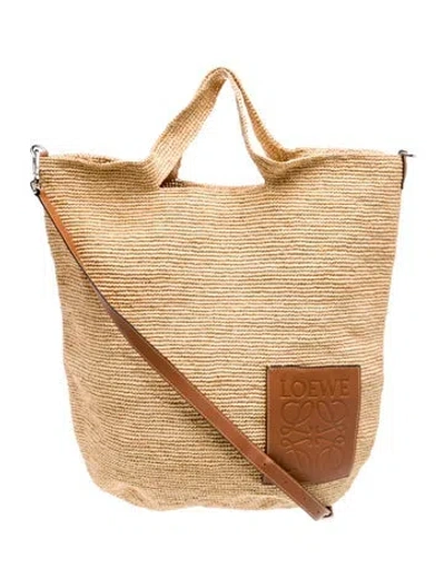 Pre-owned Loewe Raffia Messenger Bag In Neutral