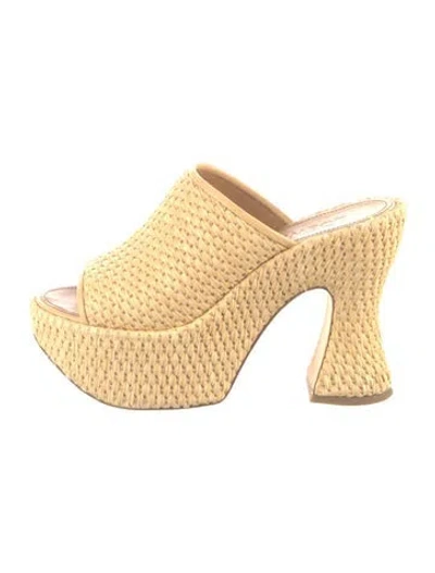 Pre-owned Loewe Raffia Mules In Neutral