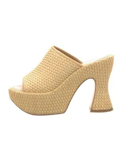 Pre-owned Loewe Raffia Slides In Neutral