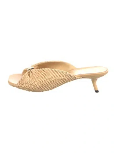 Pre-owned Loewe Raffia Slides In Neutral