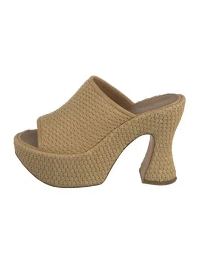 Pre-owned Loewe Raffia Slides In Neutrals