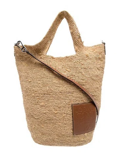 Pre-owned Loewe Raffia Slit In Neutral