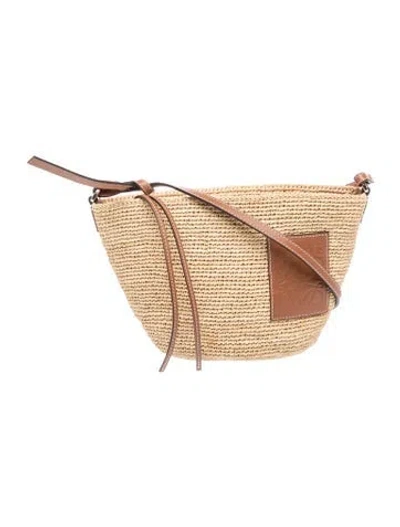 Pre-owned Loewe Raffia Slit Pochette Raffia In Neutrals