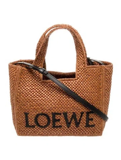 Pre-owned Loewe Raffia Small Raffia Font Tote Small 2024 In Brown