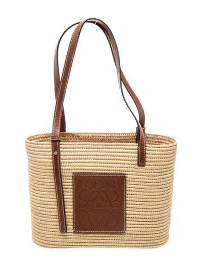 Pre-owned Loewe Raffia Square Basket In Neutral