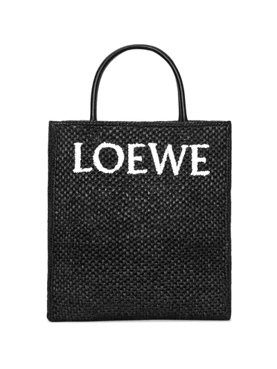 Loewe Raffia Top Handle Tote Bag In Black