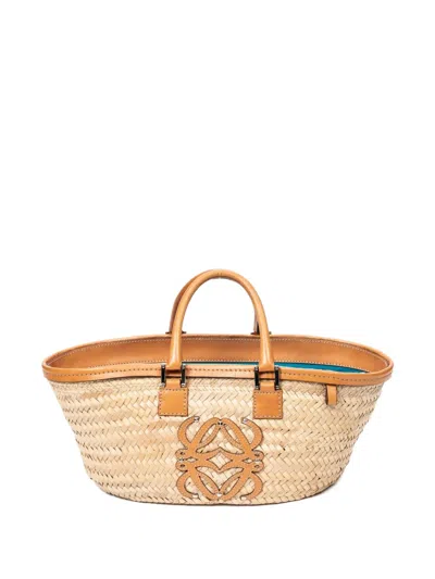 Pre-owned Loewe Raffia Tote Bag In Neutral
