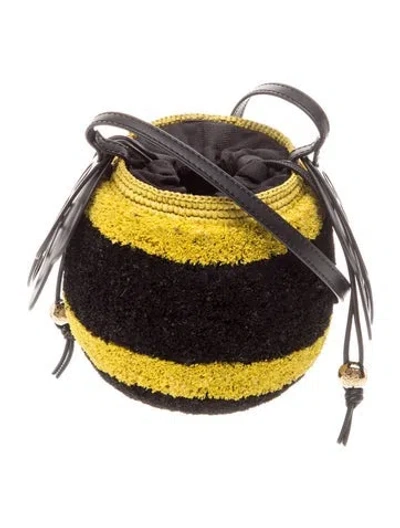 Pre-owned Loewe Raffia X Paula's Ibiza Bee Basket Mini In Multi