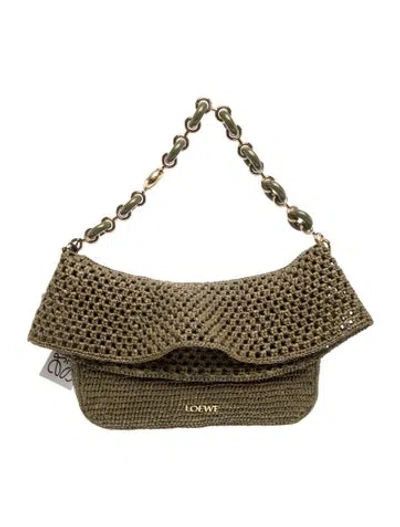 Pre-owned Loewe Raffia X Paula's Ibiza Ola Medium W/ Tags In Green