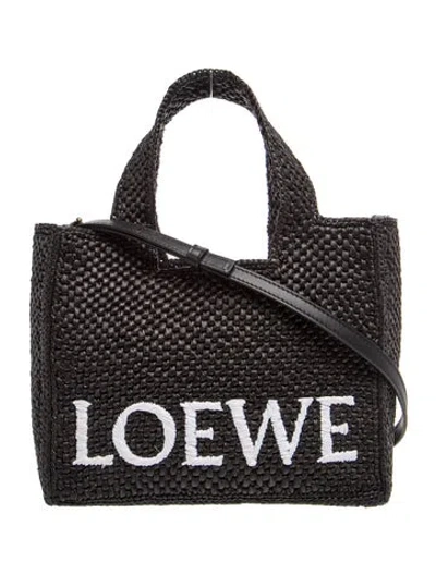 Pre-owned Loewe Raffia X Paula's Ibiza Raffia Tote In Black