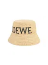 Loewe Logo-embroidered Raffia Bucket Hat In Brown