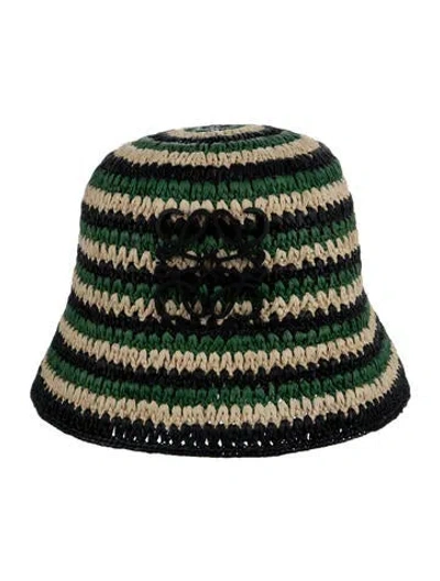 Pre-owned Loewe Rafia Woven Bucket Hat W/tags In Black