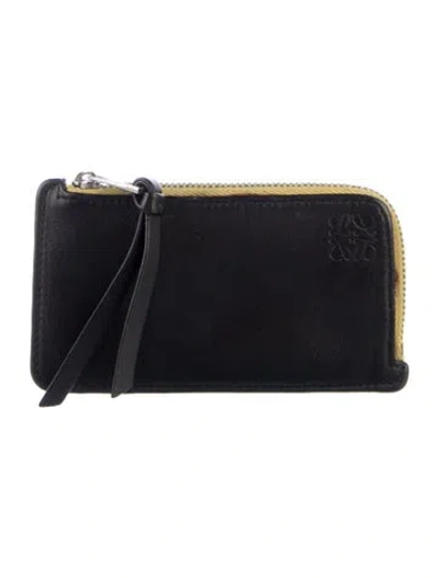 Pre-owned Loewe Rainbow Cardholder Leather Wristlet In Black