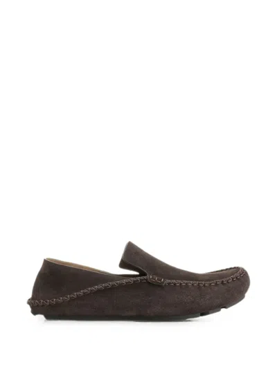 Loewe Rambla Driving Loafer In Suede Calfskin In Brown