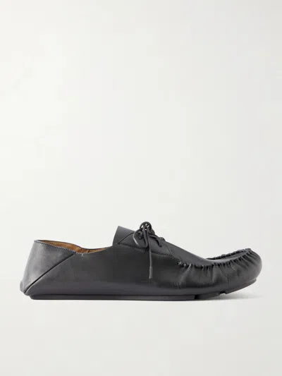 Loewe Rambla Lace Up Leather Moccasin Loafers In Animal Print
