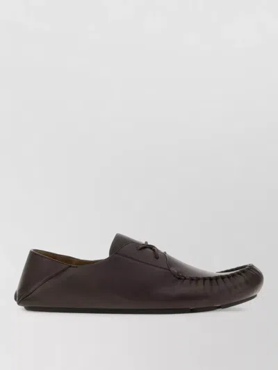 Loewe Rambla Leather Lace Up Moccasin Loafers In Brown